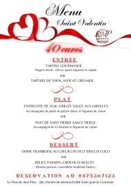 Menu Spécial Saint Valentin 2026 